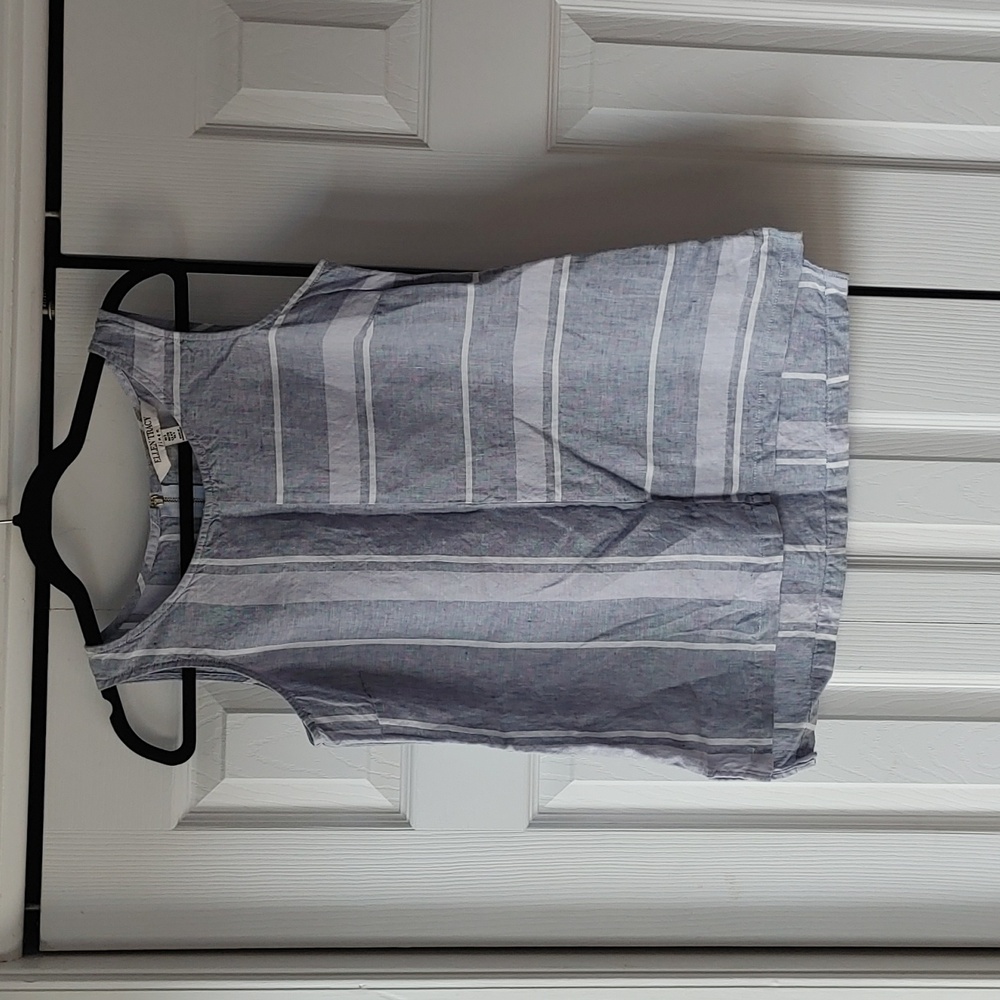 Ellen Tracy Striped 100% Linen Top Size S